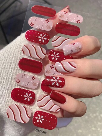1pc New Christmas Celebration Nail Art Stickers, Full Nail Wraps, Waterproof Peel-Off Nail Stickers, Women's Nail Art, Self-Adhesive Nail Stickers, Easy To Use, Suitable For Holiday Decoration, Party Decoration, Birthday Gifts