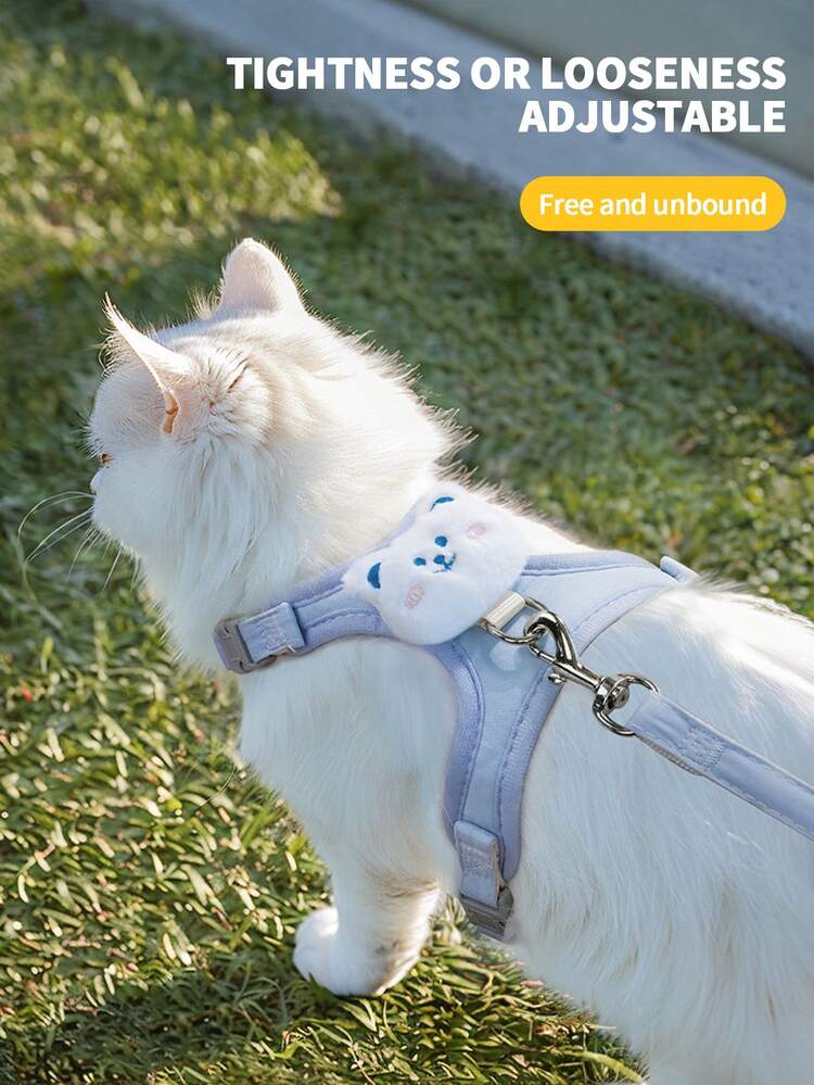 Pet Cat Dog Harness Leash Set, Small Cat Dog Leash Rope, Outdoor Cat Dog Traction Rope, Comfortable & Breathable - Multicolor - View 4