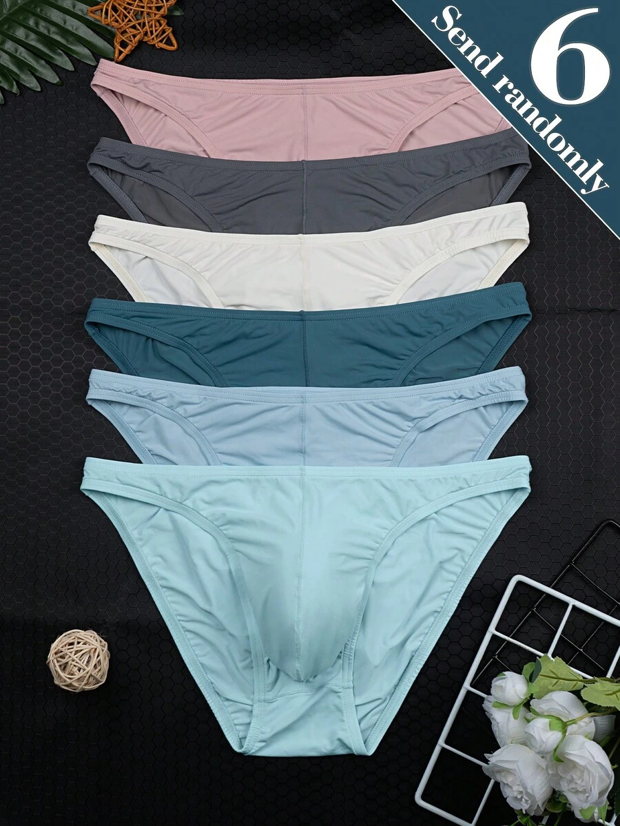 6pcs/Pack Men's Soft, Comfortable, Lightweight And Fashionable Breathable Briefs, New Summer Style