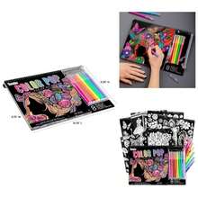 Color Pop Set, Includes 18 Posters 8 Brush Tip Markers For Kids, Tweens Teens, Perfect For Arts Crafts, Coloring DIY Room Decor - Đa - Xem 1