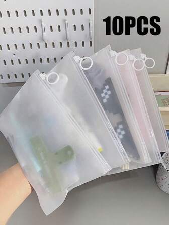 5/10 st. transparenta frostade ringar med dragkedja, förvaringspåsar i plast med dragkedja, bärbara multifunktionella transparenta dragkedja, förvaringspåsar med enkel klassificering, lämpliga för underkläder, kosmetika, kontorsmaterial, reseförvaringspåse, resväskor och avdelare, kläder, underkläder och toalettartiklar, vattentät researrangör