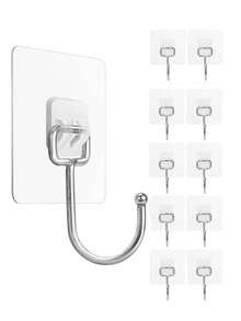 30pcs 33lbs(Max) Transparent Reusable Kitchen Curtain Hooks, Bathroom Towel Hooks, Heavy Duty Self-Adhesive Wall Hooks For Damage-Free Mounting - One Size Fits All - View 6