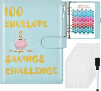 100 Envelopes Money Saving Challenge, Money Saving Binder, Savings Challenges Book With Envelopes, Cash Envelope Budget Binder Savings Book, 100 Day Savings $5050 Challenge Binder