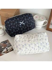 花卉八角形笔袋 - 时尚黑白花卉设计，轻便易携，拉链设计，适合学生、办公用品、化妆品收纳 - 感恩节、母亲节、毕业季、文具盒等场合的完美礼物 - 彩色 - 查看 11