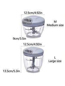 Picadora de alimentos manual de 900ml - Picador de acero inoxidable de 5 cuchillas para cebollas, chiles y jengibre | Triturador de verduras y ajo con base antideslizante | Accesorio esencial para hacer salsa y preparar comidas