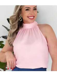 STYLISH WOMEN'S HIGH NECK TIE-UP BLOUSES - Baby Pink - View 2