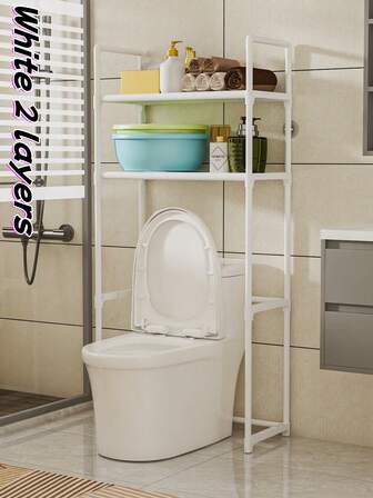1pc 2-3 Tier Practical Thickened Floor Standing Rack, Bathroom Toilet Multifunctional Storage Shelf, Space Saving, Easy Installation