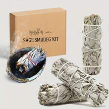 Rattan Material-Whit Sage & Dragon's Blood Sage Incense Set(1/3pcs) Rattan Smudge Stick Wands | Complete Guide | Wood Material, Spice Scent, Air Purifying Incense Or Cleansing