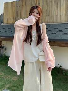 Lightweight Long Sleeve Knit Cardigan For Women, Loose Fit, Soft Style, Autumn