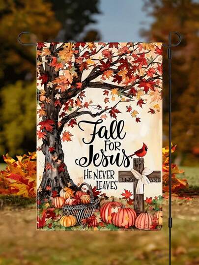 1 Stück doppelseitige Herbst Gartenflagge - Kürbis, Spatz Muster Design, lebhaftes Leinenmaterial für Outdoor Dekoration, 30x45 cm, geeignet für Rasen, Veranda, Hof und Garten Dekoration (ohne Fahnenmast), sehr geeignet für Herbstdekoration, Herbstdekorationen für Zuhause, Gartendekoration für Außen, Heimdekoration, Thanksgiving und saisonale Dekorationen