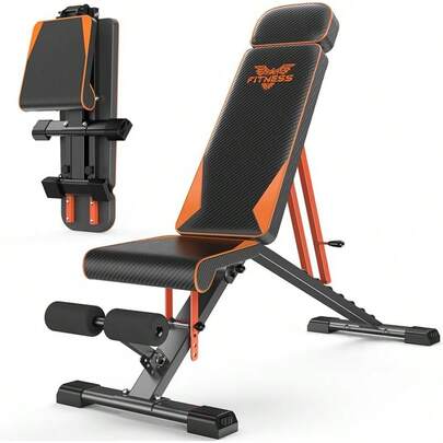 Naspaluro Weight Bench Adjustable, Full Body Exercise Folding Fitness Workout Bench With 7 Positions, Exercise Bench For Weight Lifting & Sit Up Abdominal Supine Board Flat Home Gym