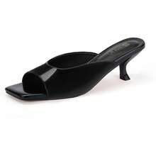 IN2 Women's Kitten Heels Open Square Toe Low Heels Sexy Slip On Slide Heeled Sandals Comfortable Wedding Bridal Prom Dress Sandals Office Casual Summer Short Mule Heels - màu đen - Xem 8