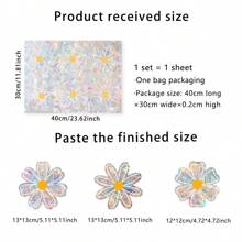 1set Sunlight Colorful Window Stickers! Glue-Free Static Cling Daisy Holographic Stickers, Nursery Window Decor, Changes Color In Sunlight, Suitable For Boys/Girls Room, Everyday & Holiday Decoration