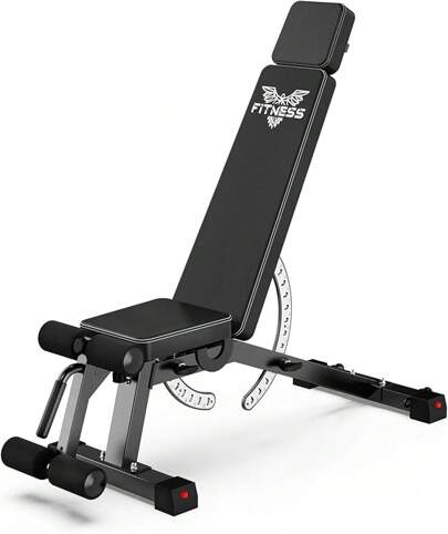 Naspaluro Weight Bench Adjustable, Full Body Exercise Folding Fitness Workout Bench With 7 Positions, Exercise Bench For Weight Lifting & Sit Up Abdominal Supine Board Flat Home Gym