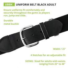 Sports - Cinturones de béisbol y sóftbol para adultos y jóvenes, en varios colores - Negro - - Ver 5