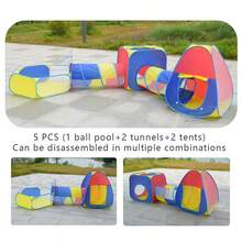 儿童彩色方形帐篷隧道爬行 3/4/5 件套，室内游戏屋玩具帐篷，男孩和女孩适用的球坑