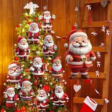 12pcs/24pcs Santa Claus 2D Flat Wooden Decorations Set, Suitable For Christmas Tree And Holiday Home Decor, Indoor Celebration Accessories, New Year Decoration, Christmas & New Year Gift For Friends, Family - Multicolor - View 9