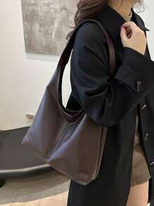 2025 New Fashion Solid Color Commuter Tote Bag, Minimalist Niche Design Underarm Bag, Stylish Large Capacity Shoulder Bag