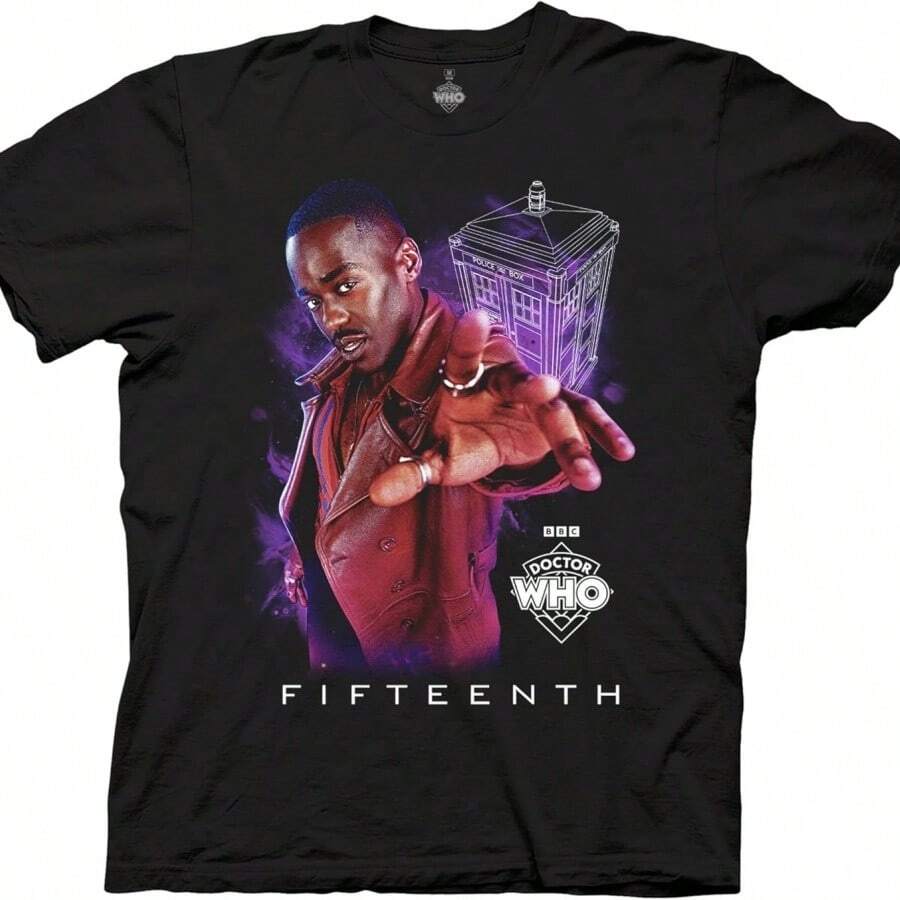 Ripple Junction Doctor WHOs Men's Short Sleeve T-Shirt Fifteenth Doctor Time Lord Tardis TV Series Logo Officially Licensed - 黑色 - 查看 1