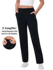 Pantalones deportivos de rayón suave para mujer, pantalones ligeros y transpirables con cordón de choque ajustable, informal, primavera, verano y otoño - Negro - Ver 7