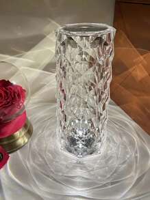 1pc USB Rechargeable Rose Crystal Desk Lamp, 16 Colors + Remote Control, Touch Control, With USB Charging Cable, Home Atmosphere Light, Bedroom Mood Lighting, Room Night Light, Holiday Birthday Gift, Back To School Essential