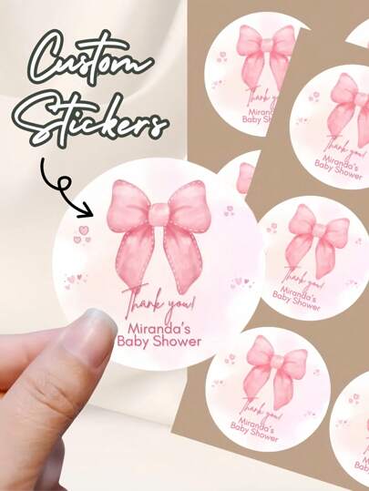 Cualquier tamaño | 3 A 8 cm Etiquetas / Pegatinas de fiesta de color rosa para favores | Pegatinas redondas pequeñas, etiquetas personalizadas para baby shower de niña, sellos para bolsas de regalo de fiesta de agradecimiento, pegatinas para botellas de agua, crea tu propia pegatina personalizada | Pegatina con cita favorita | Pegatina personalizada | Troquelada, única para novio, novia, papá, mamá, familia, amigos, mascotas, hija, estudiantes escolares