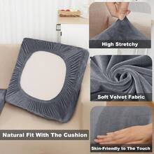 Sectional Couch Cover 4 Pieces Velvet Separate Couch Cushion Covers L Shape Soft Stretch Sofa Slipcovers With 2pcs Pillowcases For Left Right Chaise Sectional Couch 3 Seater+1 ChaiseDark Grey As