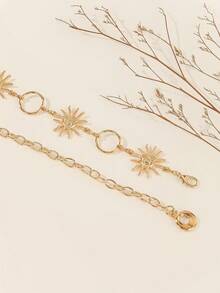 Cadena de cintura bohemia vintage con estampado floral para tallas grandes, otoño, Halloween - Dorado - Ver 2