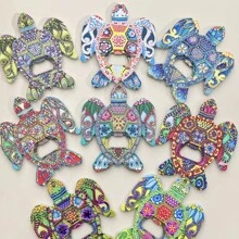 A Turtle-Shaped Vintage Fosseasia Geometrically Symmetrical Pattern Embossed With Gold Foil And Double-Use Refrigerator Magnet. It Can Be Used As A Bottle Opener And Is Suitable For Home Decoration, Daily Use And As A Holiday Gift.