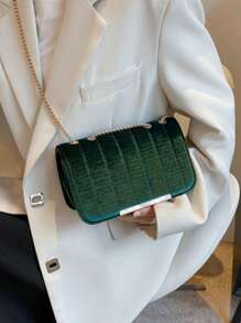 Bolso de cadena con bordado de hilo de terciopelo simple