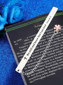 1pc Be Still & Know I Am God Psalm 46:10 Engraved Stainless Steel Bookmark - Floral Charm Christian Gift For Women Men, Bible Study, Prayer Journal - Inspirational Faith-Based Accessories - Multicolor - View 4