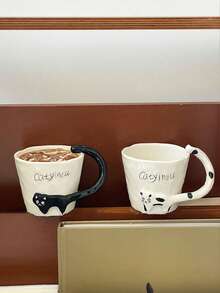 1 件复古手工釉面可爱 3D 猫陶瓷杯、咖啡杯、家用水杯、拿铁艺术杯、情侣礼物 - 彩色 - 查看 13