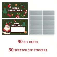 50pcs Christmas Holiday Scratch Cards With Santa And Tree Design | DIY Holiday Gifts And Prize Tickets | Interactive Party Games For Friends And Family | Including 30 Double-Sided Printing Cards + 30 Scratch Stickers, Christmas Cards - Multicolor - View 10