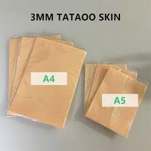 3mm厚A4/A5纹身练习皮，12英寸*8英寸，8*6英寸，双面纹身假皮练习垫，纹身微刀片练习硅胶垫，适合纹身爱好者初学者纹身艺术家 - 杏色 - 查看 4