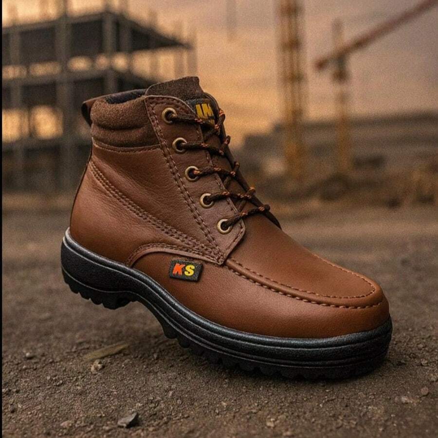 BOTA INDUSTRIAL PARA CABALLERO HECHA 100% DE PIEL, BOTAS DE TABAJO LIGERAS, BOTAS DE TRABAJO CON SUELA ANTIDESLIZANTE, BOTAS DE TRABAJO PARA CONSTRUCCION, BOTAS DE TRABAJO PARA UNA DURA JORNADA DE TRABAJO DISPONIBLES EN CAFE INTEGRAL, MARRON, NEGRO DEL #25MX-28MX - Café - Ver 1