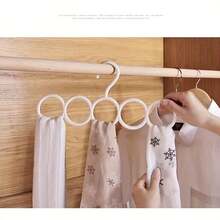 قطعة واحدة من رف الوشاح ذو 5 فتحات، علاقة بلاستيكية متعددة الوظائف، علاقة للوشاح والربطة، علاقة توفير مساحة في الخزانة، 32.49 سم * 15.49 سم