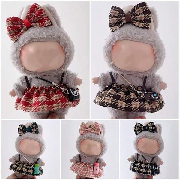 Conjunto de falda a cuadros de 17 cm para muñeca LBB, conjunto de 10 cm para muñeca