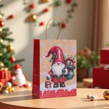 6pcs/12pcs Christmas Party Gift Bags, Kraft Paper Santa Claus Printed Gift Packaging Bags, 21x15x8cm Birthday Gift Shopping Bags, Suitable For Mall, Christmas, Birthday, Baptism, Random Color & Style Christmas Christmas Decorations Christmas Pajamas Christmas Gifts Christmas Decor