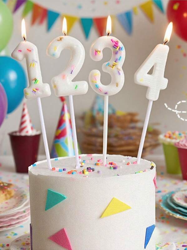 1pc Rainbow Color 3D Number Candles, 1-10 Years Old Birthday Cake Decor Candles, Party Supplies, Cute Birthday Prop
