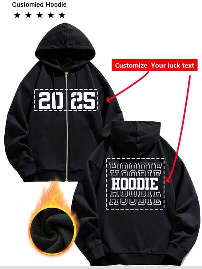Customized Women's Zip-Up Hoodie/Customize Your Favorite Text/Customization/Pet Name/Couples's Nickname/Family Nickname/Logo/Couple Customization/For/Parent-Child/Mother-Child/Best Friend/Beloved Child/Girlfriend/Boyfriend/Winter Long Sleeve Sweatshirt/Couple Outfit/Team Uniform/Parent-Child Set/Thanksgiving/520/Warm Top/Any Photo Can Be Customized/No Restrictions/Welcome To Customize