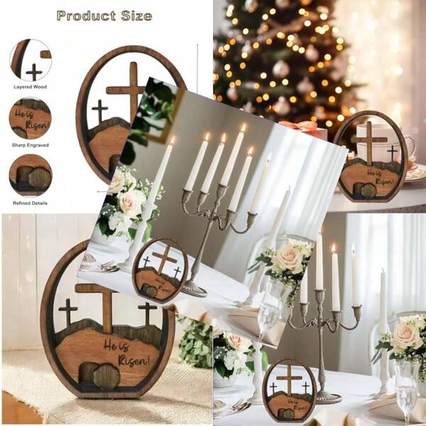 He Is Risen Gifts For Adults Religious Empty Tomb Easter Decor Christian Table Decorations Indoor Catholic Cross Jesus Religious Easter Decor Gifts