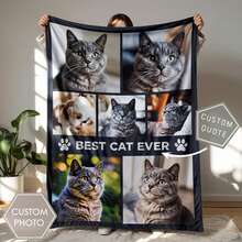 1pc Personalized Flannel Blanket, Can Print Multiple Photos, Customized Pet Photos And Pet Names, High-Definition Printed Custom Photo Blanket, Gift For Dogs, Memorial Blanket, Excellent Holiday Gift, Comfortable, Warm, Soft, Intimate, Unique Customization, Personalized Elegance - Multicolor - View 16