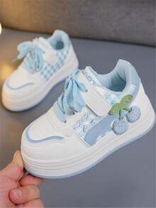 1 Pair Girls' Fashion Soft Bottom Bow Pendant PU Outdoor Non- Wear-Resistant Academy Style Cute Flat Sports Shoes, Suitable For All Seasons - 藍色 - 查看 9