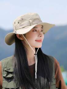 meetsunny 1 件男女款防晒渔夫帽速干可折叠宽边帽透气防紫外线牛仔风格 Boonie 渔夫帽 UPF 2000+ 适合徒步钓鱼海滩