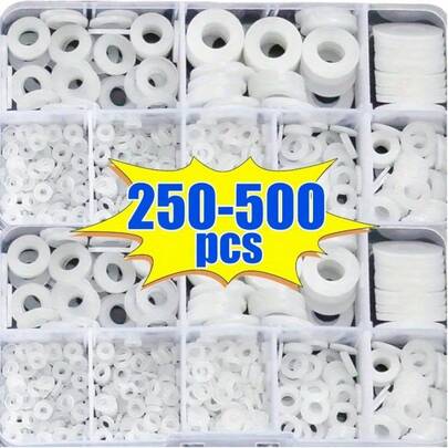 250/350/500pcs White Nylon Flat Ring Seal Kit, Loose And Plastic-Proof Pads, Suitable For Repairing Faucets And Water Pipe Furniture