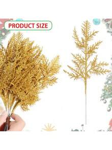 10 Stücke künstliche Glitzer Kiefernnadel Blumenanordnung, Weihnachtsbaum Dekoration, geeignet für Weihnachtsferien Dekoration