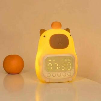 Multifunctional Smart Cute Capybara Alarm Clock Night Light For Student Get Up Bedside Alarm Clock Desktop Pat Night Lights Home Decor Room Decor