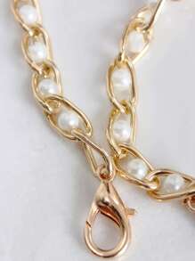 1pc 23.62-43.31inch Faux Pearl Chain Shoulder Strap Replacement Shoulder Strap For Crossbody Bag Handbag Faux Pearl Bag Chain Replacement Long Cross Body Shoulder Bag Strap - White - View 3