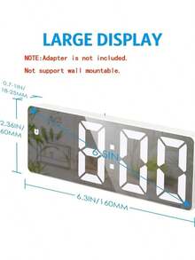 1个极简主义镜面闹钟，高清智能LED时钟，带温度显示、亮度可调、语音控制、12/24小时制，USB和电池供电 - 可用作桌面时钟、床头数字闹钟，是桌面和卧室装饰的理想之选 - 銀白色 - 查看 8