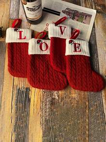 1pc Knit Monogram Stockings, Stockings Small Xmas English Letters Hanging Stockings Socks Double Sided Fireplace Hanging Stockings For Party Decoration New Year Party Gift Favors Supplies,Personalized Initial Stocking, Family Holiday Xmas Party Decor Birthday,Christmas Decor - Multicolor - View 7
